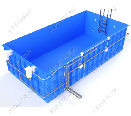 Полипропиленовый бассейн Standart medium. 7.6х3.2х1.7. нержавейка. скиммерный. стандарт. 8 мм