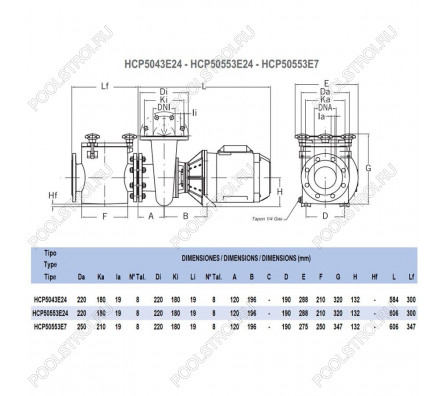 Насос Hayward HCP50553E24 (380В, 58м³/ч, 5.5лс)